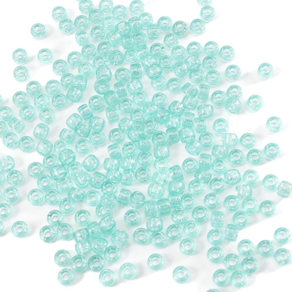 1000 Pcs Acrylic Plastic Translucent Light Green Pony Beads 6x9mm Large Hole Kan